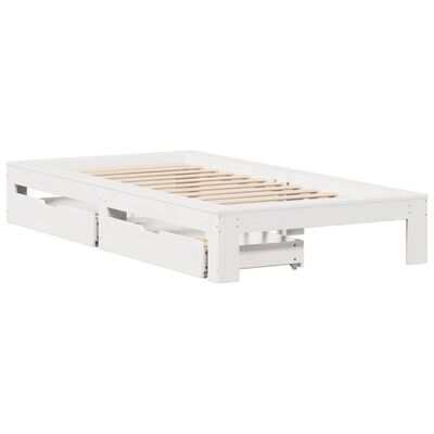 vidaXL Giroletto senza Materasso Bianco 90x200 cm Legno Massello Pino