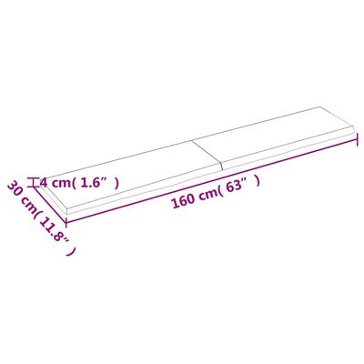 vidaXL Piano Bagno Marrone Scuro 160x30x(2-4)cm Legno Trattato