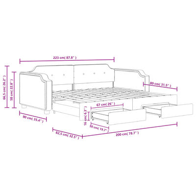 vidaXL Divano Letto Estraibile Cassetti Grigio Chiaro 80x200cm Tessuto