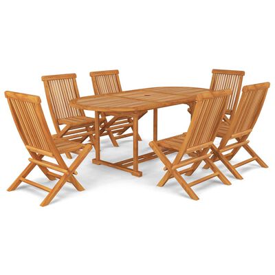 vidaXL Set da Pranzo da Giardino 7 pz in Legno Massello di Teak