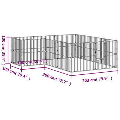 vidaXL Box per Cani 12 Pannelli Nero Acciaio Zincato