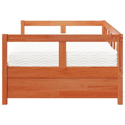 vidaXL Dormeuse con Materasso Marrone 90x190 cm Legno Massello di Pino