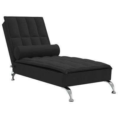 vidaXL Chaise Longue Massaggi con Capezzale Nero in Tessuto