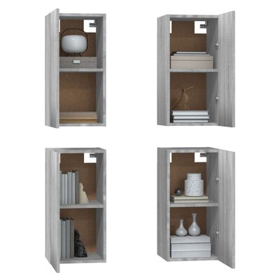 vidaXL Mobili TV 4 pz Grigio Sonoma 30,5x30x60 cm in Legno Multistrato