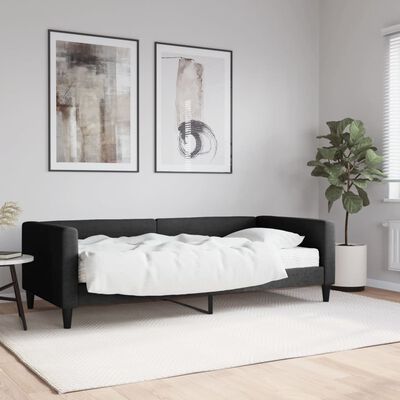 vidaXL Divano Letto con Materasso Nero 90x190 cm in Tessuto