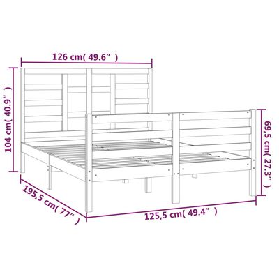 vidaXL Giroletto senza Materaso Ambra in Legno Massello 120x190 cm