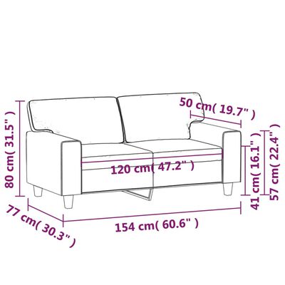 vidaXL Divano a 2 Posti Nero 120 cm in Similpelle