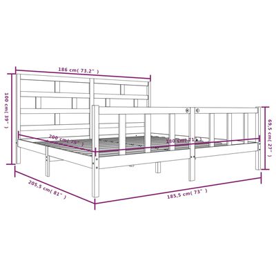 vidaXL Giroletto in Legno Massello 180x200 cm Super King