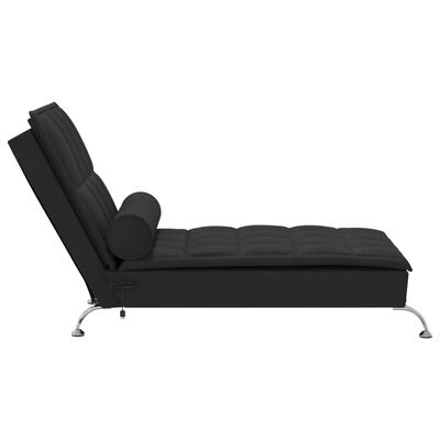 vidaXL Chaise Longue Massaggi con Capezzale Nero in Tessuto