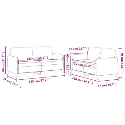 vidaXL Set di Divani 2 pz con Cuscini Grigio Scuro in Tessuto