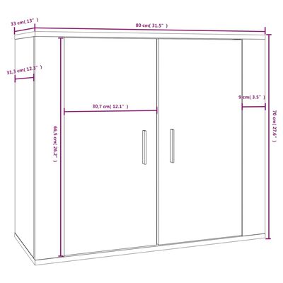 vidaXL Credenza Rovere Fumo 80x33x70 cm in Legno Multistrato