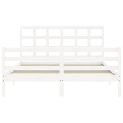 vidaXL Giroletto con Testiera Bianco King Size in Legno Massello