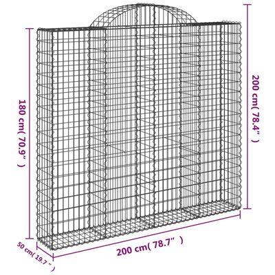 vidaXL Cesti Gabbioni ad Arco 20 pz 200x50x180/200 cm Ferro Zincato