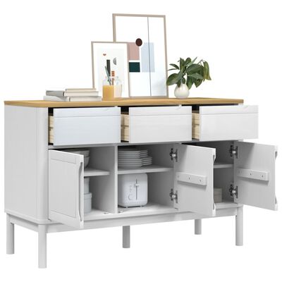 vidaXL Credenza FLORO Bianca 114x43x74 cm in Legno Massello di Pino