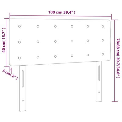 vidaXL Testiera a LED Grigio Chiaro 100x5x78/88 cm in Tessuto