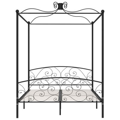 vidaXL Letto a Baldacchino Nero in Metallo 160x200 cm