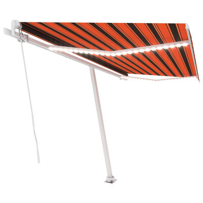 vidaXL Tenda da Sole Retrattile Manuale LED 450x350 cm Arancio Marrone