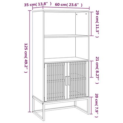 vidaXL Credenza Bianca 60x35x125 cm in Legno Multistrato