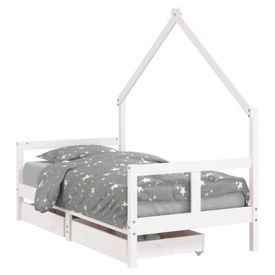 vidaXL Giroletto Bambini con Cassetti Bianco 80x160 cm Massello Pino