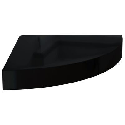 323891 vidaXL Floating Corner Shelves 4 pcs High Gloss Black 25x25x3,8 cm MDF