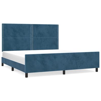 vidaXL Giroletto senza Materasso Blu Scuro 160x200 cm in Velluto