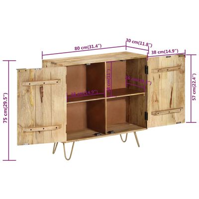 vidaXL Credenza 80x30x75 cm in Legno Massello di Mango