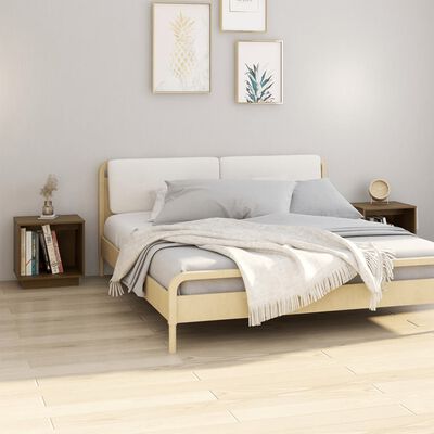 vidaXL Comodini 2 pz Ambra 40x30x40 cm in Legno Massello di Pino