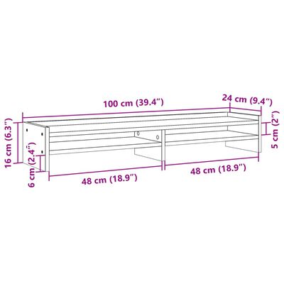 vidaXL Supporto Monitor Rovere Marrone 100x24x16 cm Legno Multistrato