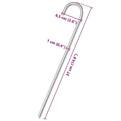 vidaXL Picchetti per Tenda 6 pz 37 cm Ø10 mm in Acciaio Zincato