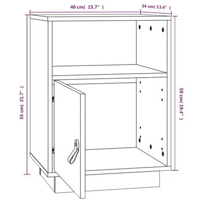 vidaXL Comodini Ambrati 2 pz 40x34x55 cm in Legno Massello di Pino