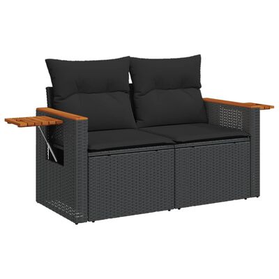 vidaXL Set Divano da Giardino 6 pz con Cuscini Nero in Polyrattan