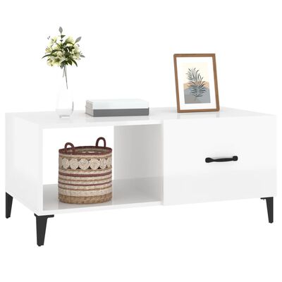 vidaXL Tavolino da Salotto Bianco Lucido 90x50x40 cm Legno Multistrato