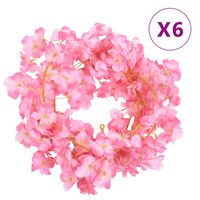 vidaXL Ghirlande Fiori Artificiali 6 pz Rosa Scuro 180cm