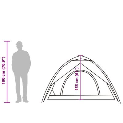 vidaXL Tenda a Cupola 5 Persone Grigio e Arancione a Rilascio Rapido