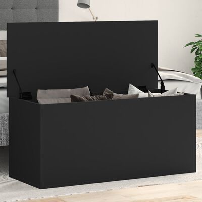 vidaXL Contenitore Portaoggetti Nero 100x42x46 cm Legno Multistrato