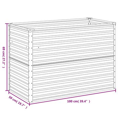 vidaXL Fioriera Rialzata da Giardino 100x50x69 cm in Acciaio Corten