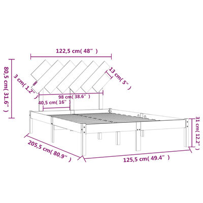 vidaXL Giroletto Marrone Ambra 120x200 cm in Legno Massello