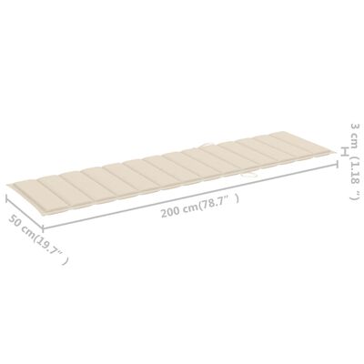 vidaXL Sdraio 2 pz con Tavolo e Cuscino Crema Legno Massello di Teak