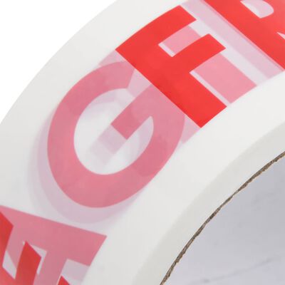 vidaXL Nastro da Imballaggio 12pz Stampa FRAGILE Bianco 48 mm x 66 m