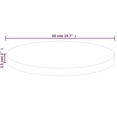 vidaXL Piano Tavolo Rotondo Ø50x2,5 cm Massello di Rovere Non Trattato