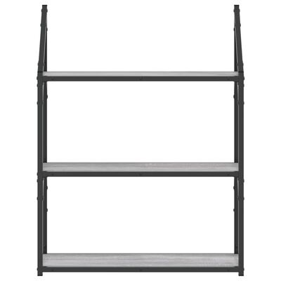 vidaXL Scaffale Parete 3Ripiani Grigio Sonoma 60x21x78,5cm Multistrato