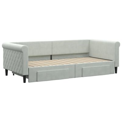 vidaXL Divano Letto Estraibile Cassetti Grigio Chiaro 90x200cm Velluto