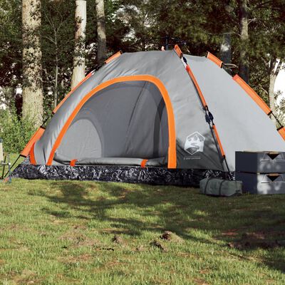 vidaXL Tenda Campeggio 5 Persone Grigio e Arancione a Rilascio Rapido