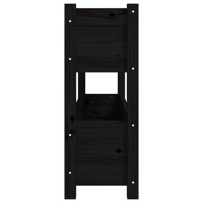 vidaXL Fioriera Nera 112x25x66 cm in Legno Massello di Pino