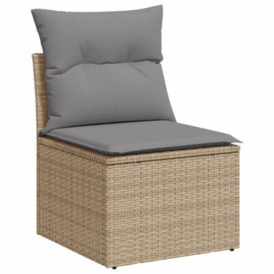 vidaXL Set Divano da Giardino 10 pz con Cuscini Beige Misto Polyrattan