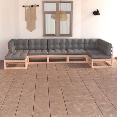 vidaXL Set Salotto Giardino 7 pz Cuscini Antracite Legno Massello Pino