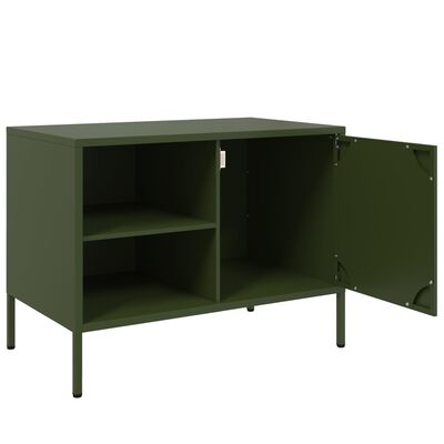 vidaXL Mobile TV Verde Oliva 68x39x50,5 cm in Acciaio