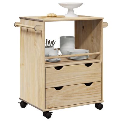 vidaXL Carrello da Cucina OTTA 59x45x80 cm in Legno Massello di Pino