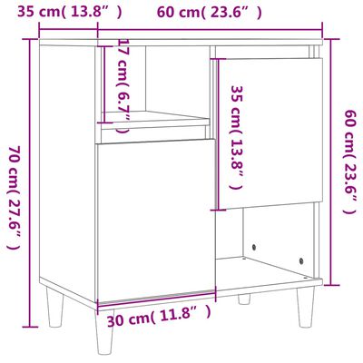 vidaXL Credenze 3pz Rovere Marrone 60x35x70 cm in Legno Multistrato