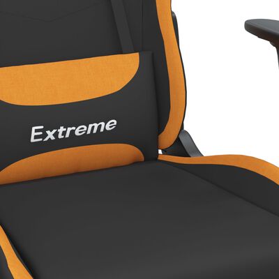 vidaXL Sedia da Gaming con Poggiapiedi Nero e Arancione in Tessuto